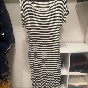 Darling Black and White Striped Maxi Dress